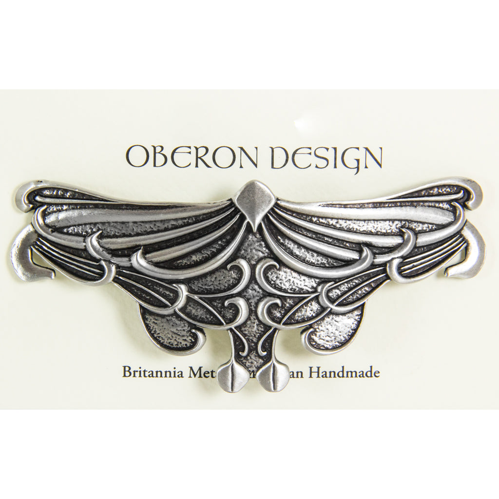 Hair Clip, Barrette, Art Nouveau Leaf 80mm