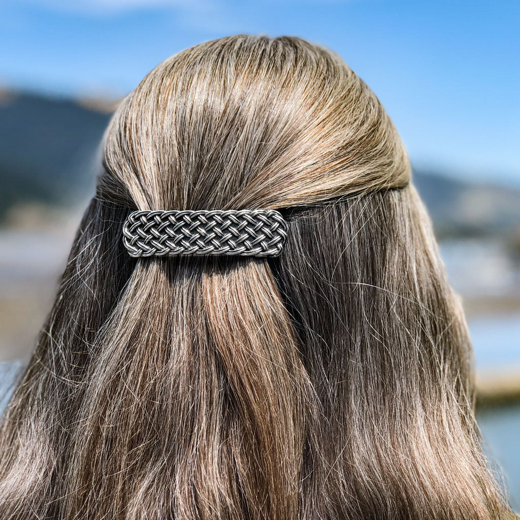 Hair Clip, Barrette, Woven Celtic 70mm