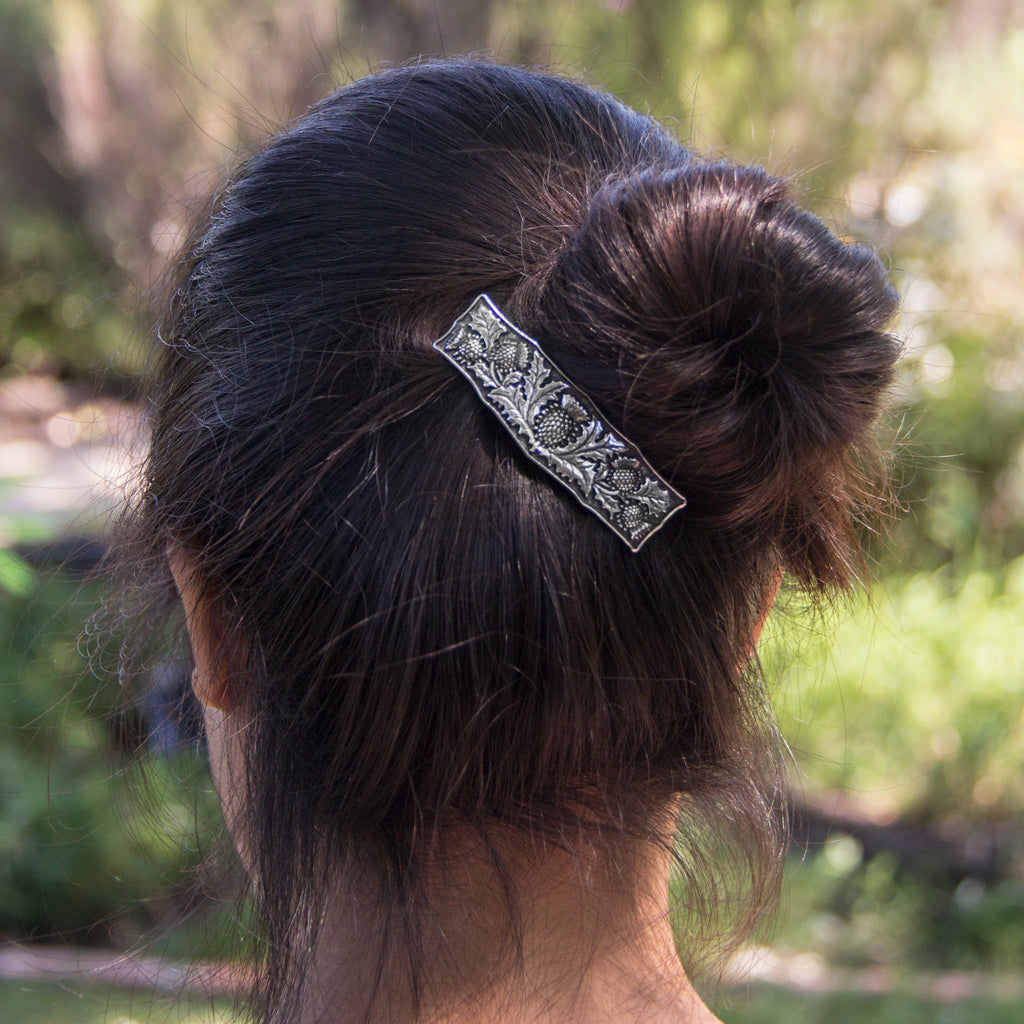 Hair Clip, Barrette, Thistle 70mm