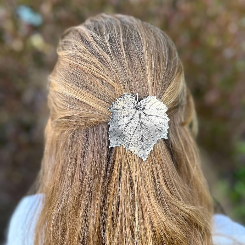 Oberon Design Hair Clip, Barrette, Hair Accessory, Grape Leaf, Model-2