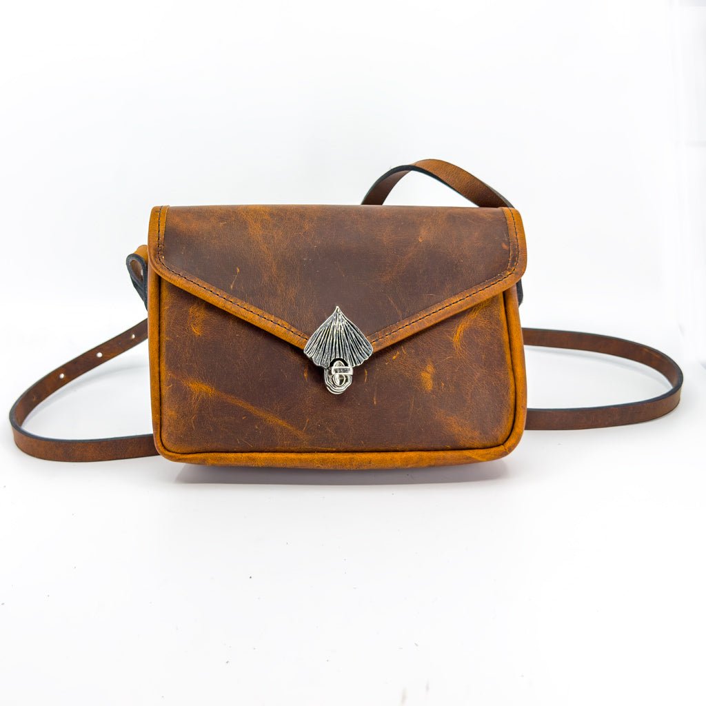 Oberon Design Leather Women's Cell Phone Handbag, Becca, Hard Times