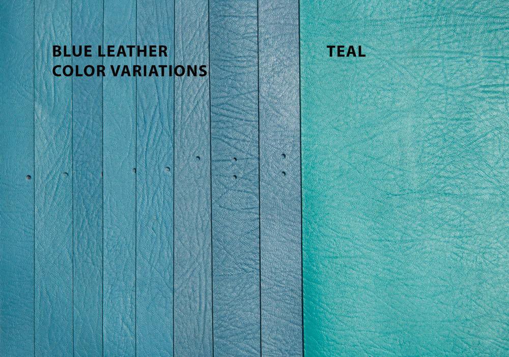 Oberon Design Blue Leather Color Variations with Teal