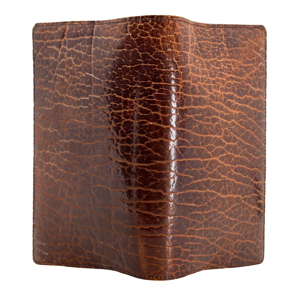 Checkbook Cover, Rustic Glazed Shrunk Bison in Tobacco