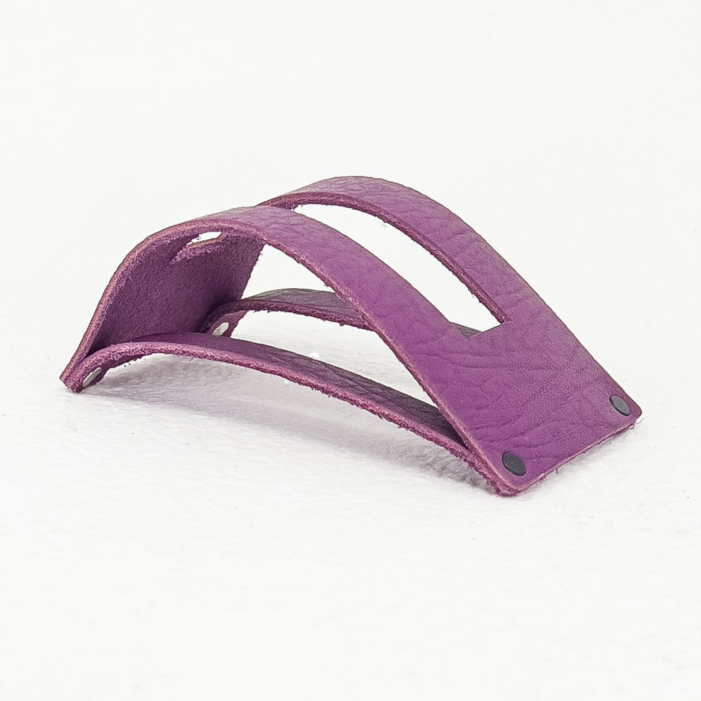 Premium Leather Stand Coaster Holder, Handmade in The USA, Orchid