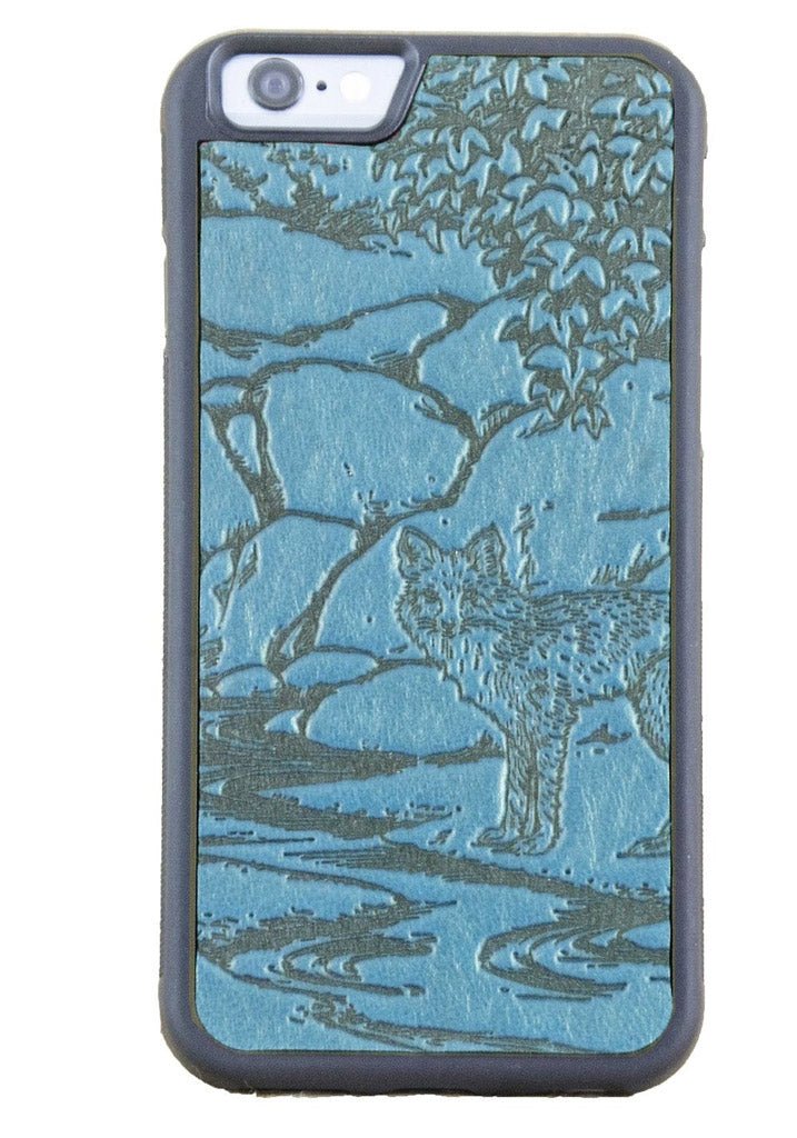 Oberon Design Genuine Leather iPhone SE Case, Hand-Crafted, Mr. Fox, Blue