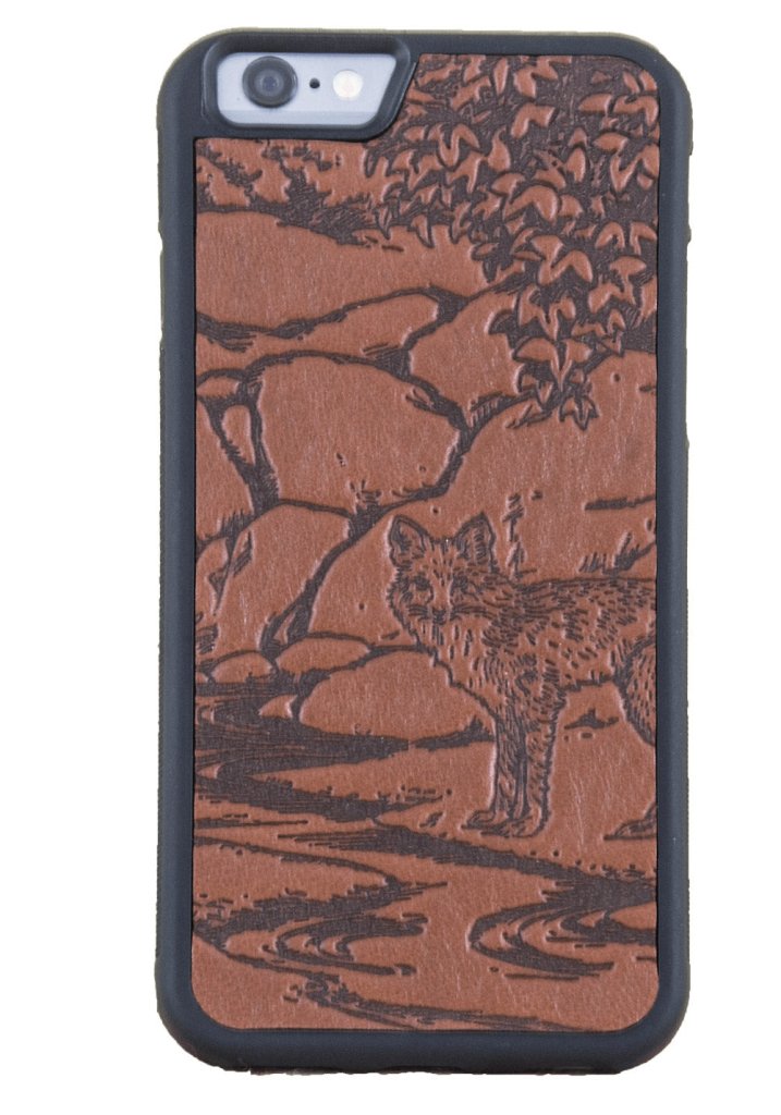Oberon Design Genuine Leather iPhone SE Case, Hand-Crafted, Mr. Fox, Saddle