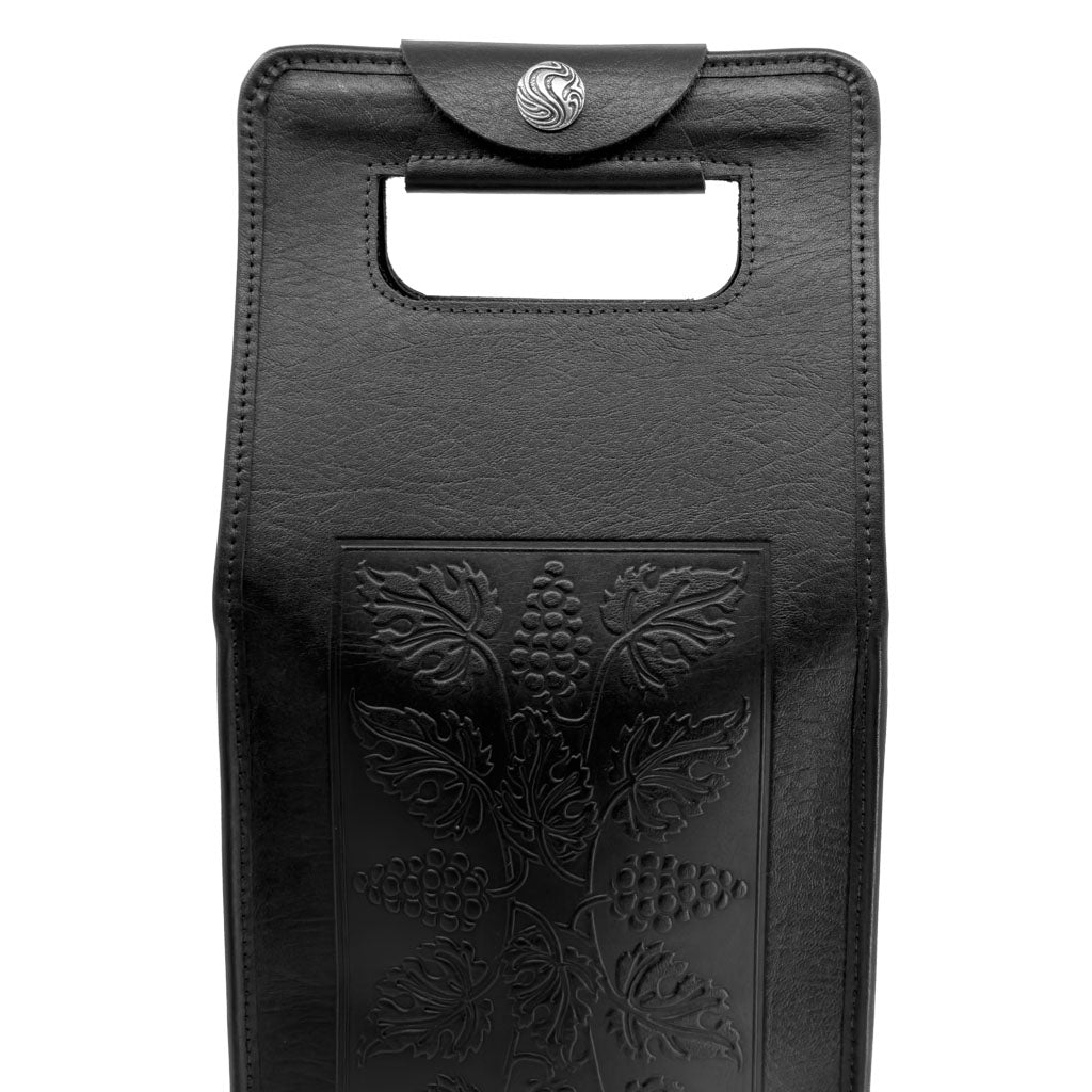 Oberon Design Wine Bottle Carrier Bag, Nouveau Grapes, Front Detail