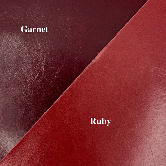 Leather 6 inch Zipper Pouch, Garnet & Ruby Compared.