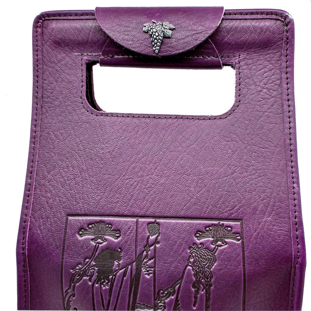 Oberon Desgn Wine Bottle Carrier Bag, Toasted Beardsley, Orchid Detail
