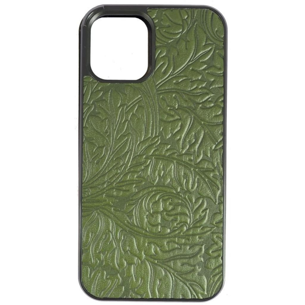 Oberon Design Genuine Leather iPhone Case, Hand-Crafted, Acanthus Leaf, Fern