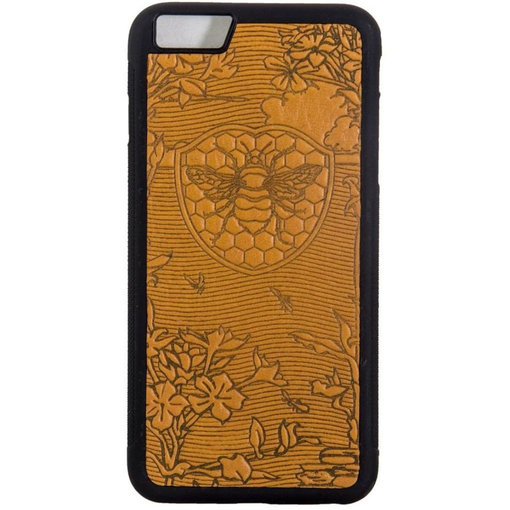 Oberon Design Genuine Leather iPhone SE Case, Hand-Crafted, Bee Garden, Marigold