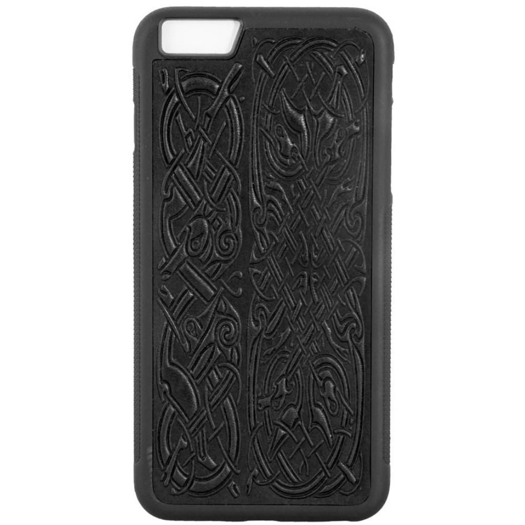 iPhone Leather Case, Celtic Hounds in Black