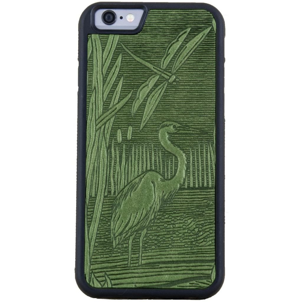 iPhone  SE Leather Case, Dragonfly Pond in Fern