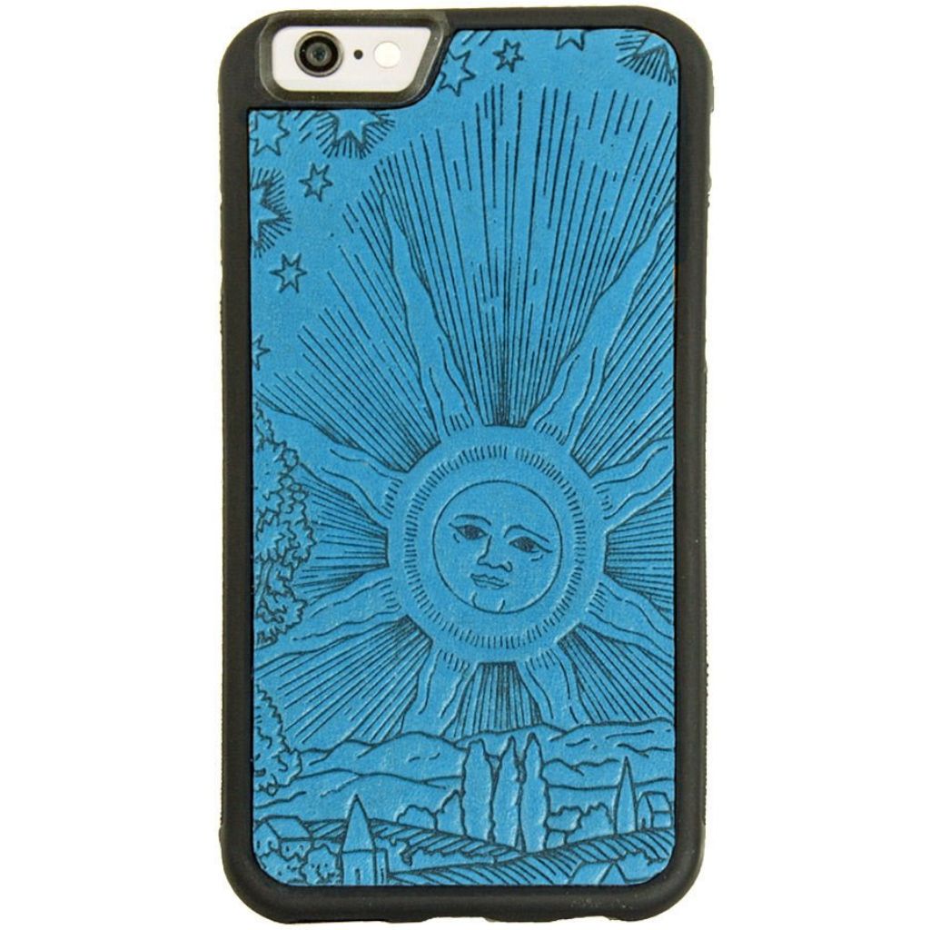 Oberon Design Leather iPhone SE Case, Hand-Crafted, Roof of Heaven. Blue