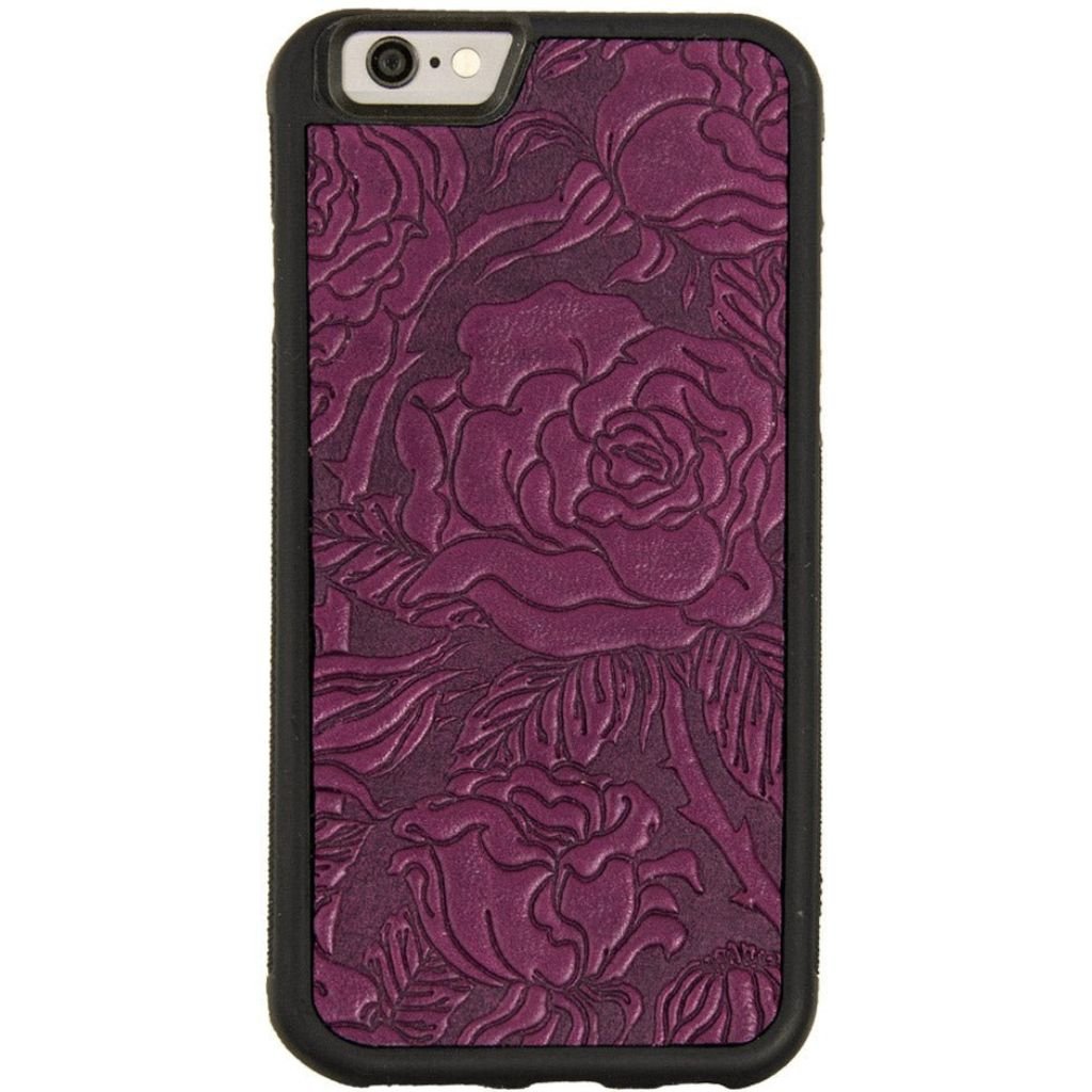 Oberon Design Genuine Leather iPhone SE Case, Hand-Crafted, WIld Rose, Orchid