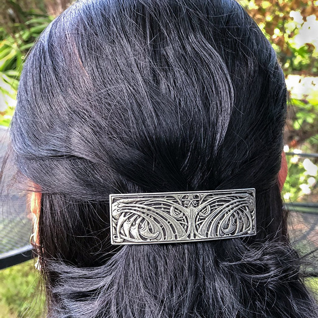 Hair Clip, Barrette, Art Nouveau Weave 80mm