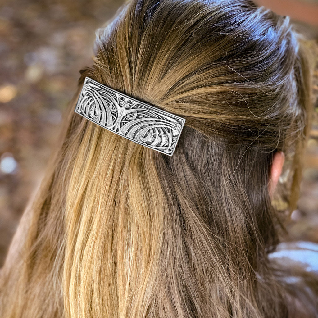 Hair Clip, Barrette, Art Nouveau Weave 80mm