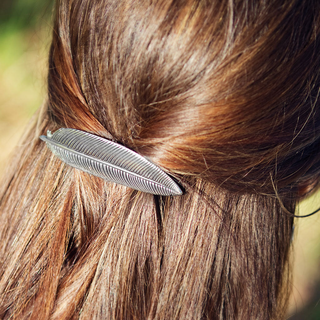 Hair Clip, Barrette, Feather 70mm