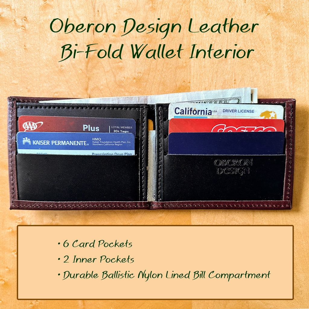 Leather Bi-fold Wallet, Wild Rose