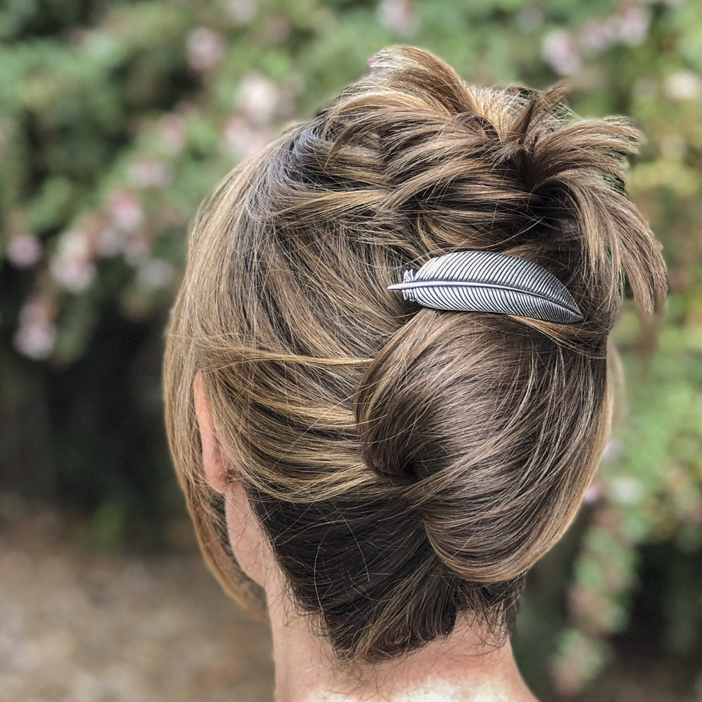 Hair Clip, Barrette, Feather 70mm