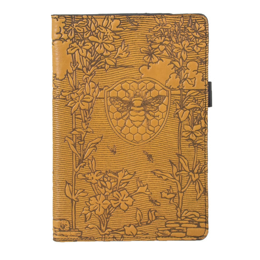 Small Leather Portfolio Notebook, Bee Garden