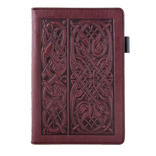Small Leather Portfolio Notebook, Celtic Hounds