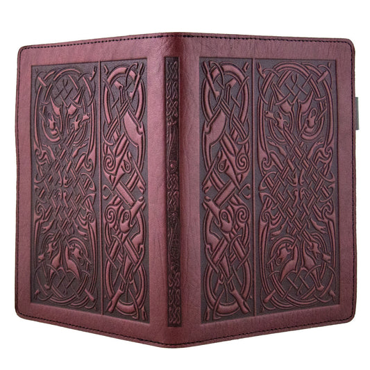 Small Leather Portfolio Notebook, Celtic Hounds