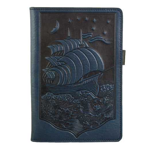 Small Leather Portfolio Notebook, Night Ship