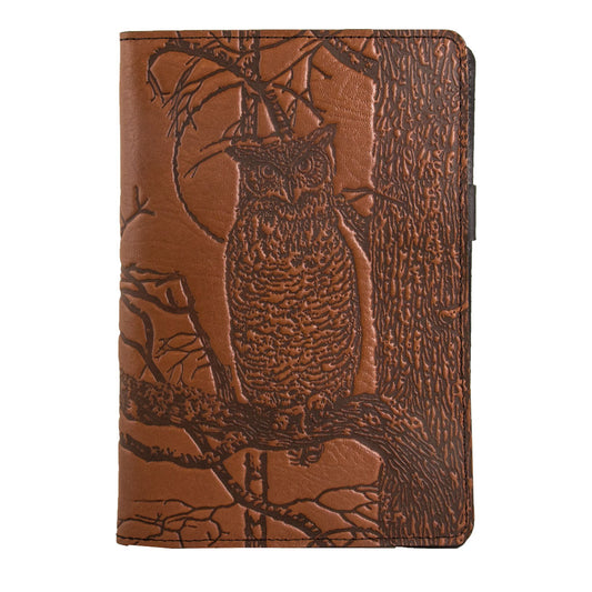Small Leather Portfolio Notebook, Horned Owl