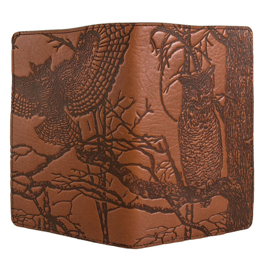 Small Leather Portfolio Notebook, Horned Owl