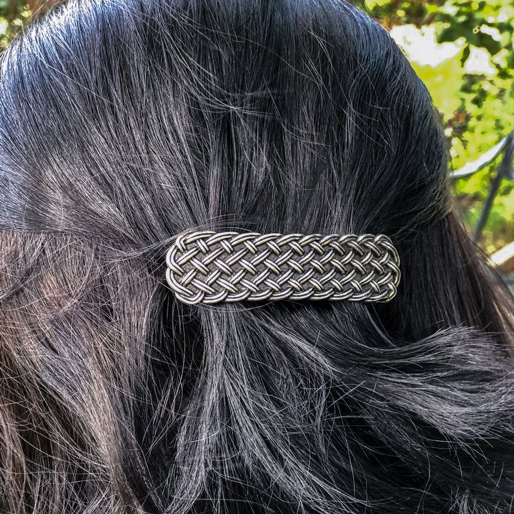 Hair Clip, Barrette, Woven Celtic 70mm