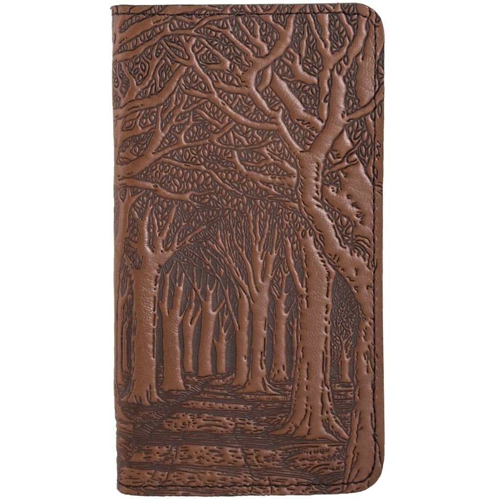 Leather Checkbook Cover I Avenue of Trees in Fern