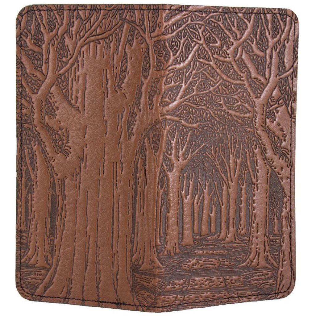 Leather Checkbook Cover I Avenue of Trees in Saddle
