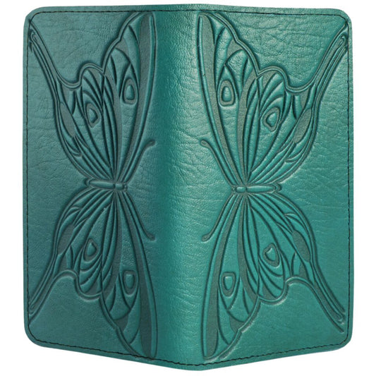 Leather Checkbook Cover | Butterfly in Teal