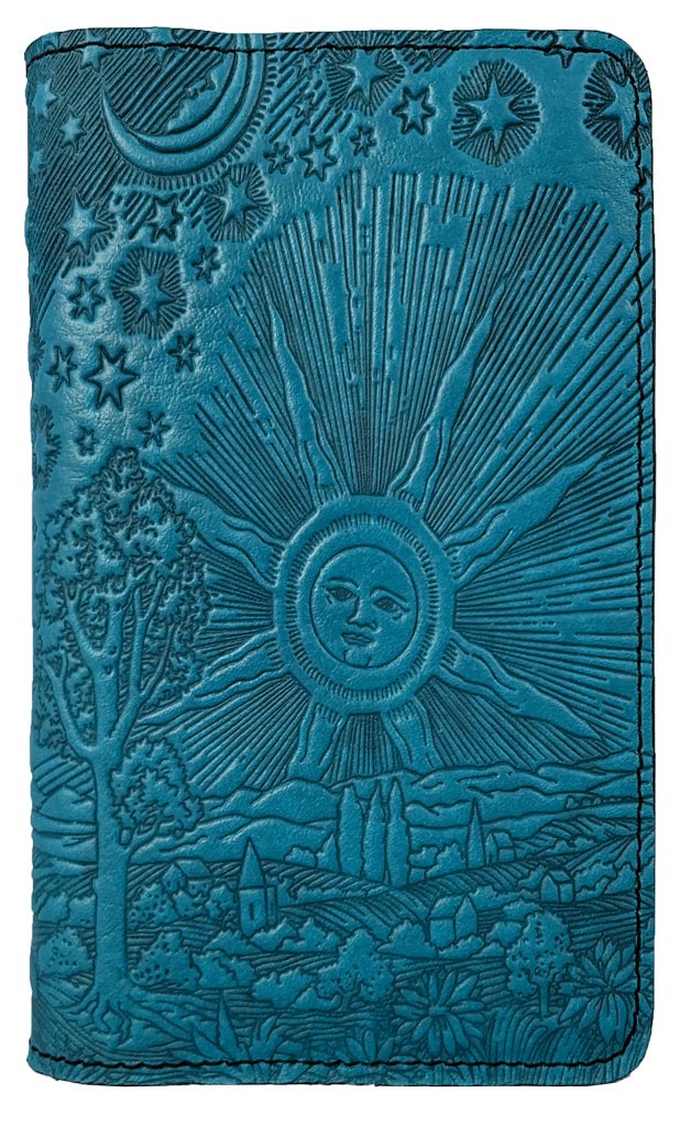Large Leather Smartphone Wallet - Roof of Heaven - Blue