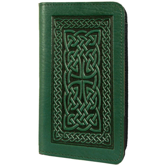 Leather Checkbook Cover | Celtic Braid in Green