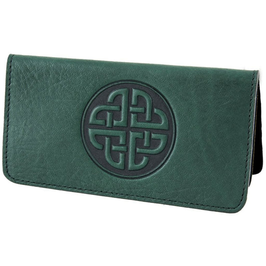 Leather Checkbook Cover | Celtic Love Knot in Green