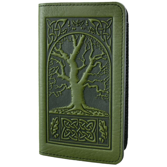 Leather Checkbook Cover | Celtic Oak in Fern