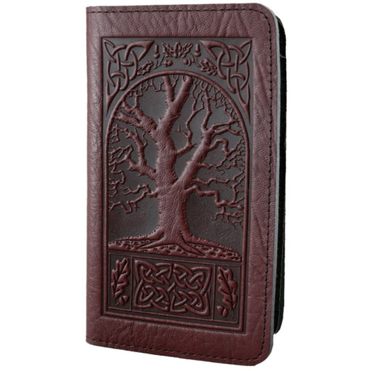 Leather Checkbook Cover | Celtic Oak in Wine