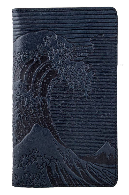 Large Leather Smartphone Wallet - Hokusai Wave