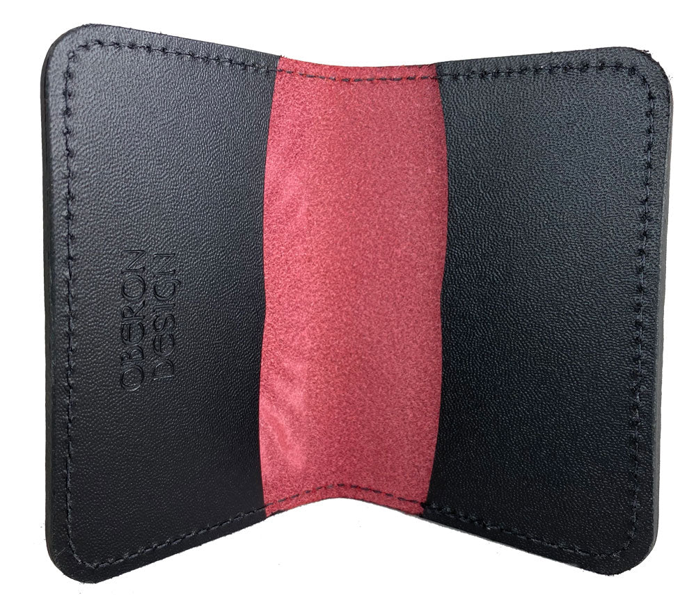 Leather Card Holder, Sun in Red, Interior