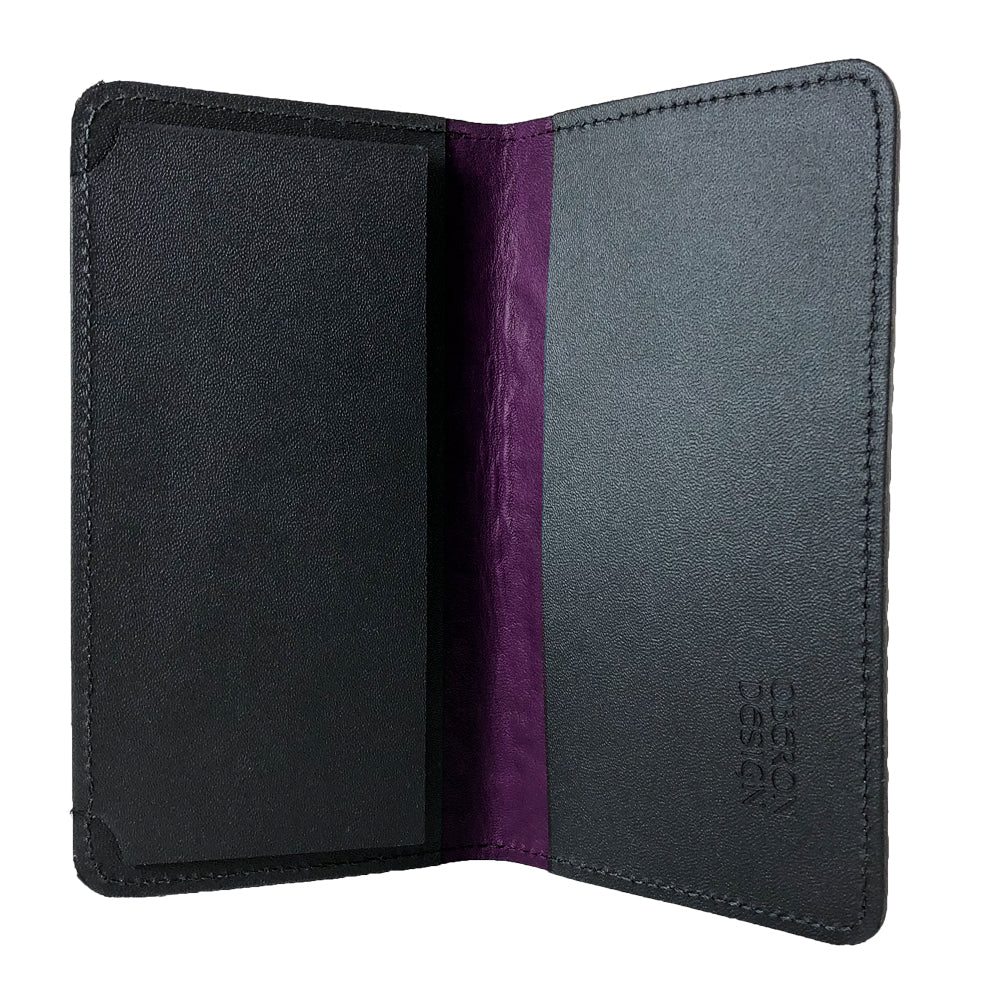 Leather Checkbook Cover, Orchid Interior