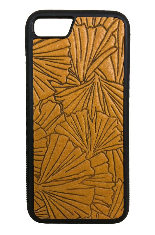Oberon Design Leather iPhone SE Case, Ginkgo in Marigold