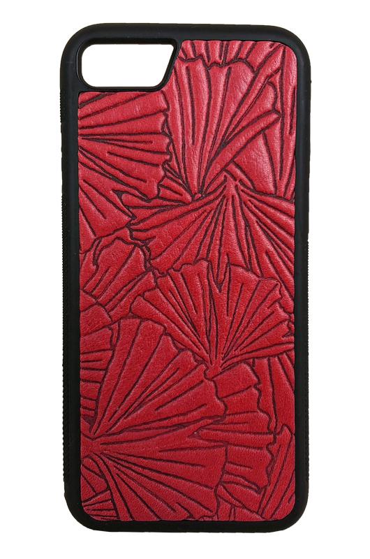 Oberon Design Leather iPhone SE Case, Ginkgo in Red