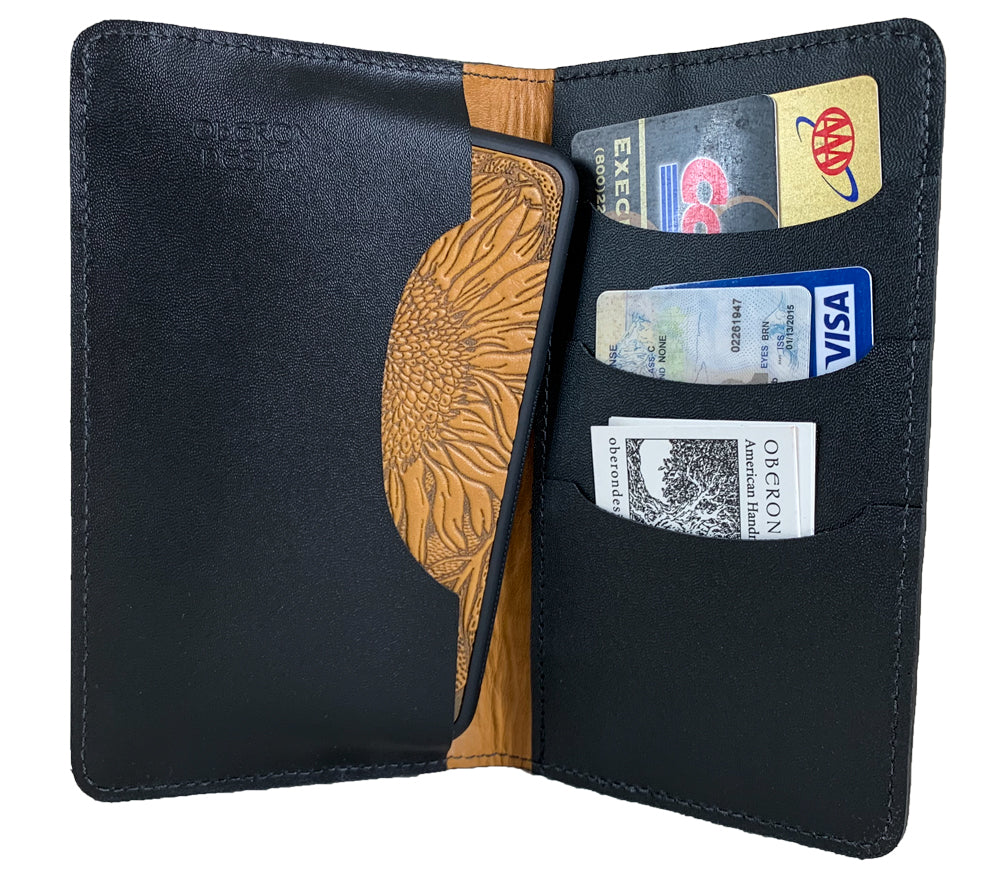 Large Leather Smartphone Wallet - Sunflower