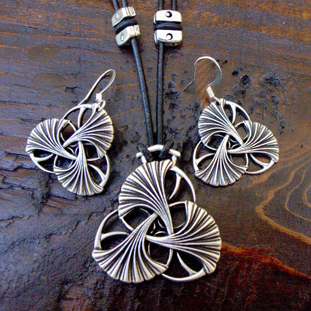Earring | Britannia Metal | Art Nouveau Ginkgo Necklace & Earrings