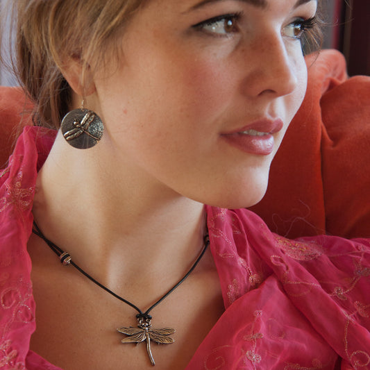 Necklace | Britannia Metal | Dragonfly | Necklace & Earring