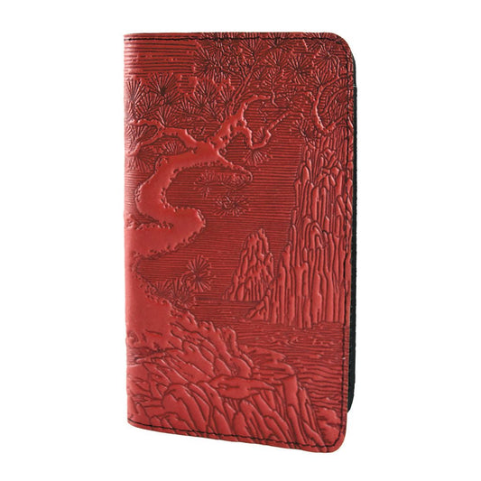 Leather Checkbook Cover | River Garden in Red
