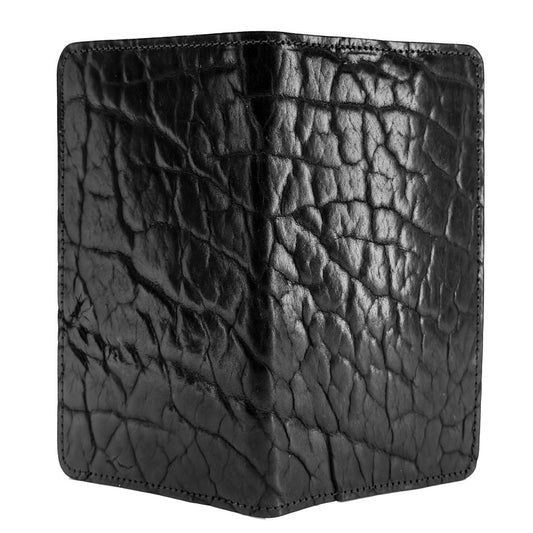 Checkbook Cover, Rustic Glazed Shrunk Bison in Black