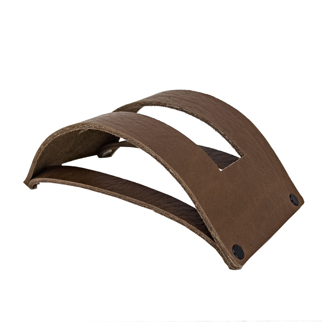 Premium Leather Stand Coaster Holder,  Handmde in the USA, Chocolate